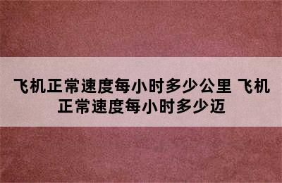 飞机正常速度每小时多少公里 飞机正常速度每小时多少迈